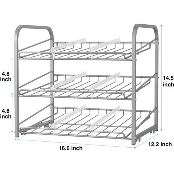 AIYAKA Stackable Can Rack Organizer 3 Tier Pantry Cabinet Food Storage Shelf - Picture 7 of 8